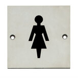 Pictogram opschroevend vierkant 76x76 WC dames RVS