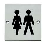 Pictogram opschroevend vierkant 76x76 WC dames en heren RVS