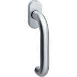 Raamkruk 625010 rond op stalen ovale rozet, stift 7x35mm RVS Raamkruk 625010 rond op stalen ovale rozet, stift 7x35mm RVS