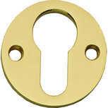 Profielcilindergat plaatje rond plat 42mm messing ongelakt