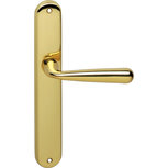 Deurkruk Yvonne op schild ovaal profielcilindergat 72mm messing gelakt Deurkruk Yvonne op schild ovaal profielcilindergat 72mm messing gelakt