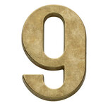 Huiscijfer nr. 9 modern 120mm messing getrommeld Huiscijfer nr. 9 modern 120mm messing getrommeld
