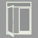 Hardhouten achterpui (bovenlicht) inclusief deuren WK042